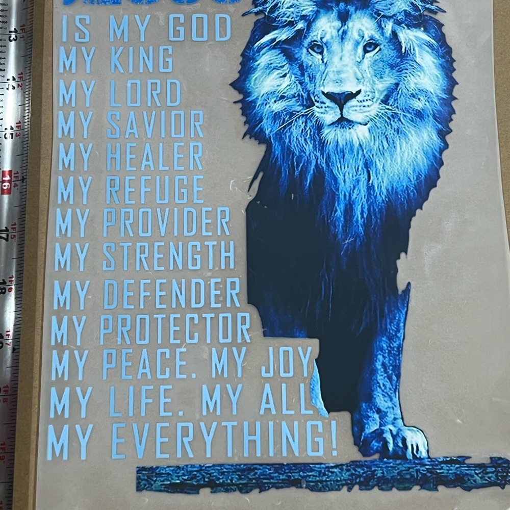 Blue Lion Inspirational DTF Transfer